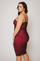 Plus Size Scarlett Mesh Midi Dress - Fuchsia