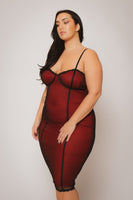 Plus Size Scarlett Mesh Midi Dress - Red
