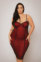 Plus Size Scarlett Mesh Midi Dress - Red