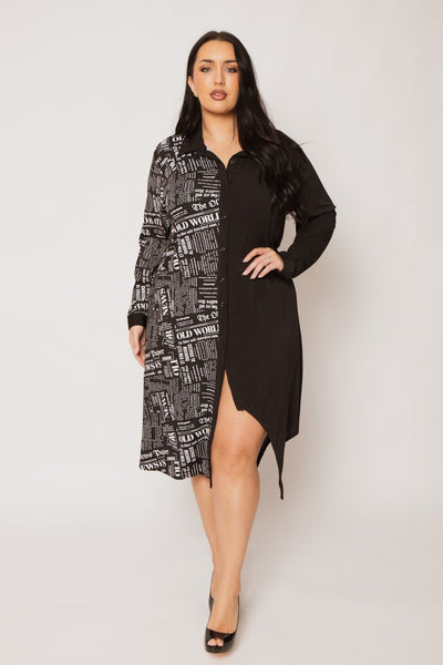 Plus Size Sloane City Print Dress- Black/White