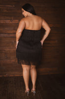 Plus Size Sparkle Fringe Dress - Black