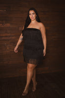Plus Size Sparkle Fringe Dress - Black