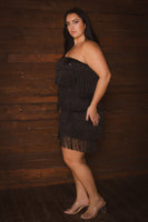 Plus Size Sparkle Fringe Dress - Black