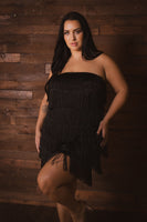 Plus Size Sparkle Fringe Dress - Black