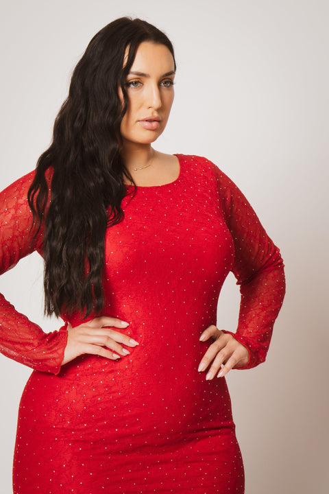 Plus Size Starlace Mini Dress - Red