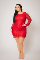 Plus Size Starlace Mini Dress - Red