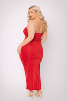 Plus Size Starlight Strapless  Dress - Red