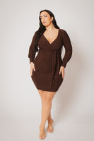 Plus Size Starlit Cinch Dress - Brown