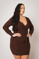 Plus Size Starlit Cinch Dress - Brown