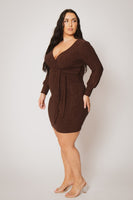 Plus Size Starlit Cinch Dress - Brown