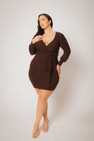 Plus Size Starlit Cinch Dress - Brown