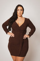 Plus Size Starlit Cinch Dress - Brown