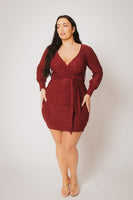 Plus Size Starlit Cinch Dress - Burgundy