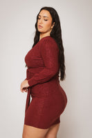 Plus Size Starlit Cinch Dress - Burgundy