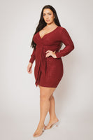 Plus Size Starlit Cinch Dress - Burgundy