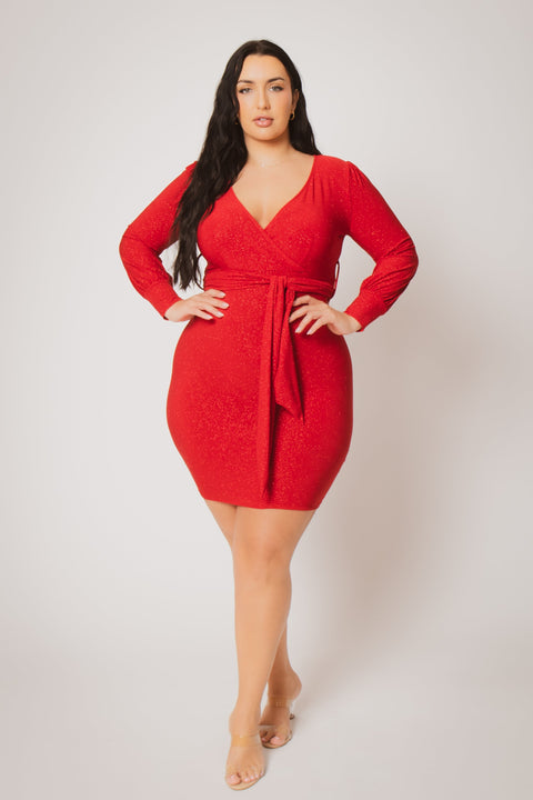 Plus Size Starlit Cinch Dress - Red