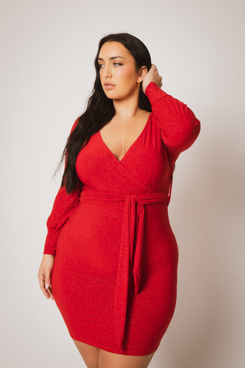 Plus Size Starlit Cinch Dress - Red