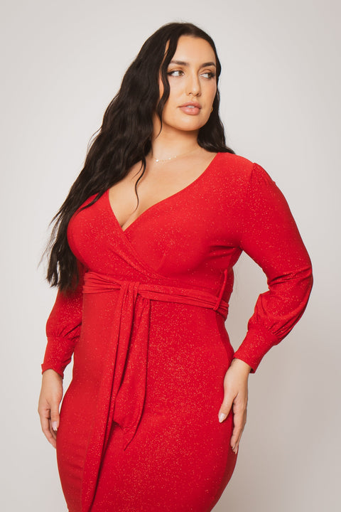 Plus Size Starlit Cinch Dress - Red
