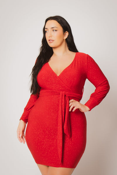 Plus Size Starlit Cinch Dress - Red