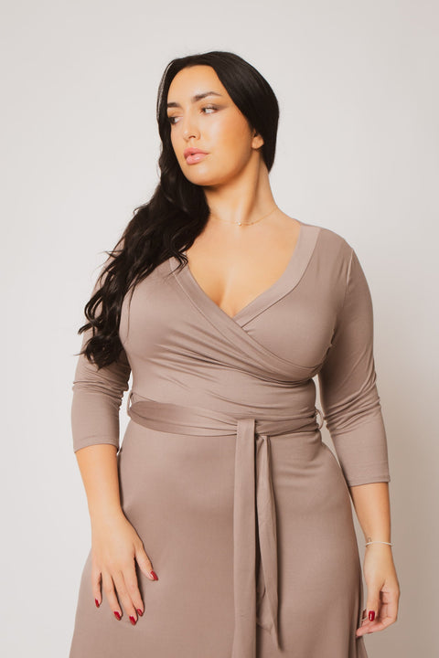 Plus Size  Tessa Knit Dress- Mocha