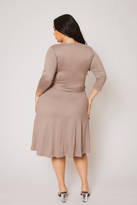 Plus Size  Tessa Knit Dress- Mocha