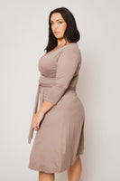 Plus Size  Tessa Knit Dress- Mocha