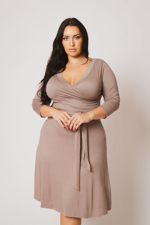 Plus Size  Tessa Knit Dress- Mocha