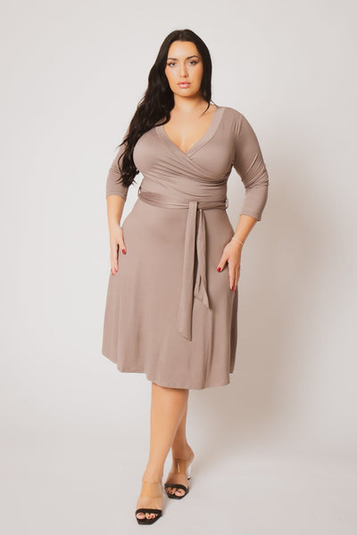 Plus Size  Tessa Knit Dress- Mocha