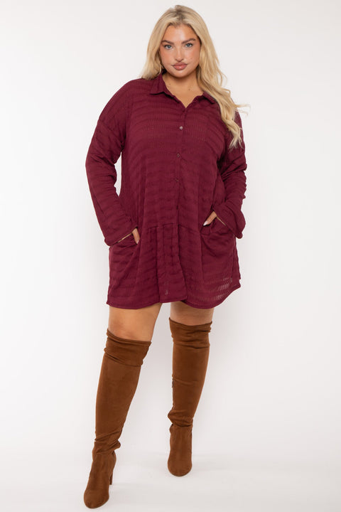 Plus Size Tessa Tunic   Dress  Burgundy