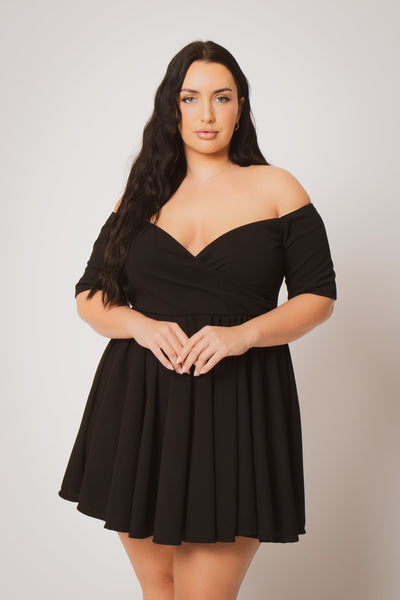 Plus Size Valencia Off Shoulder Dress - Black