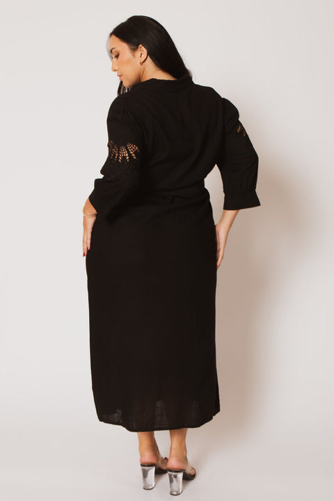 Plus Size Valeria Waist Tie Dress - Black