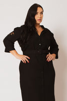 Plus Size Valeria Waist Tie Dress - Black