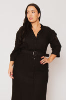 Plus Size Valeria Waist Tie Dress - Black