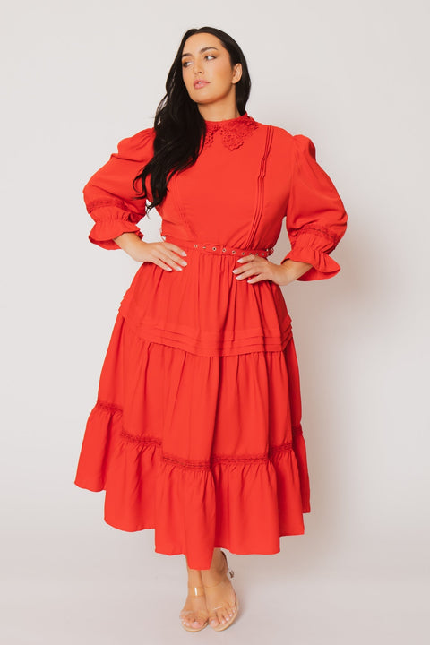 Plus Size Victoria Maxi Dress -Red