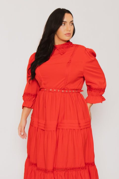 Plus Size Victoria Maxi Dress -Red