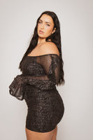 Plus Size Vixen Mesh Mini Dress - Black/Silver