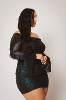 Plus Size Vixen Mesh Mini Dress - Blue