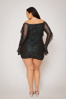 Plus Size Vixen Mesh Mini Dress - Blue