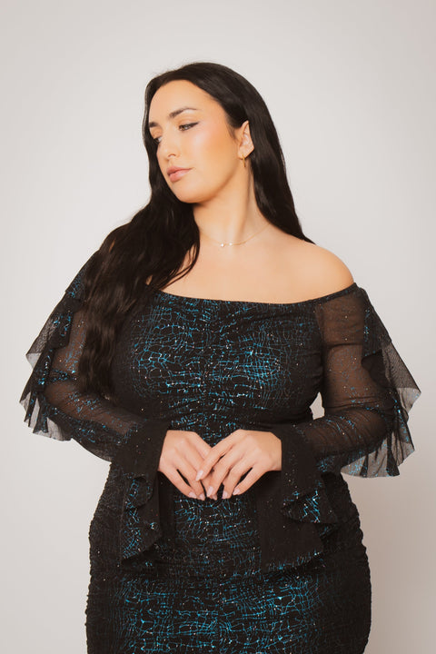 Plus Size Vixen Mesh Mini Dress - Blue