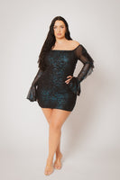 Plus Size Vixen Mesh Mini Dress - Blue