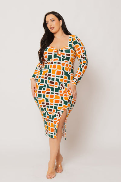 Plus Size Zaria Midi Dress - Orange