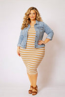 Plus Size Zaya Off Shoulder  Dress - Cream