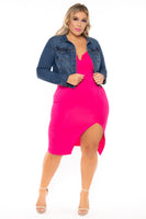 Plus Size Basic Denim Jacket - Dark Wash