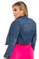 Plus Size Basic Denim Jacket - Dark Wash
