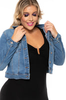 Plus Size Basic Denim Jacket - Medium Wash