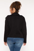 Plus Size Moto Zip-Up  Jacket - Black