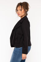 Plus Size Moto Zip-Up  Jacket - Black