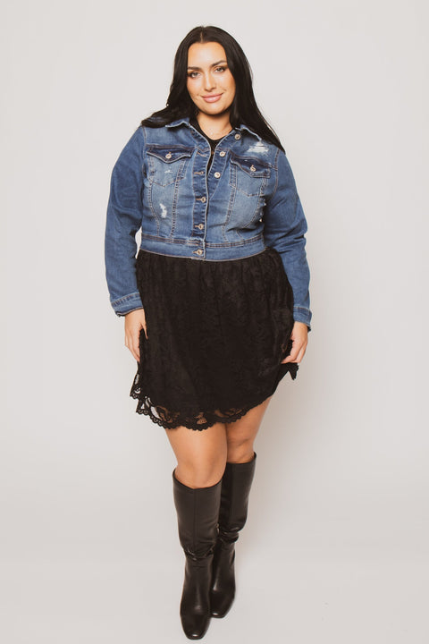 Plus Size Raven Distressed Jacket - Medium Wash