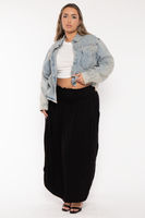 Plus Size   Rhinestone Denim Jacket - Blue