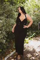 Plus Size Glam Halter Jumpsuit - Black